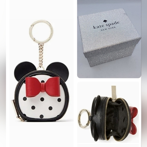 Kate Spade New York X Disney  Minnie Mouse Coin Purse Polka Dot Bow Bag - Picture 1 of 15